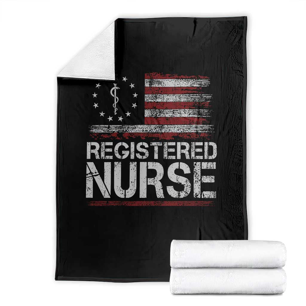 Registered Nurse Throw Blanket Vintage American Flag Healthcare Hospital RN Nursing