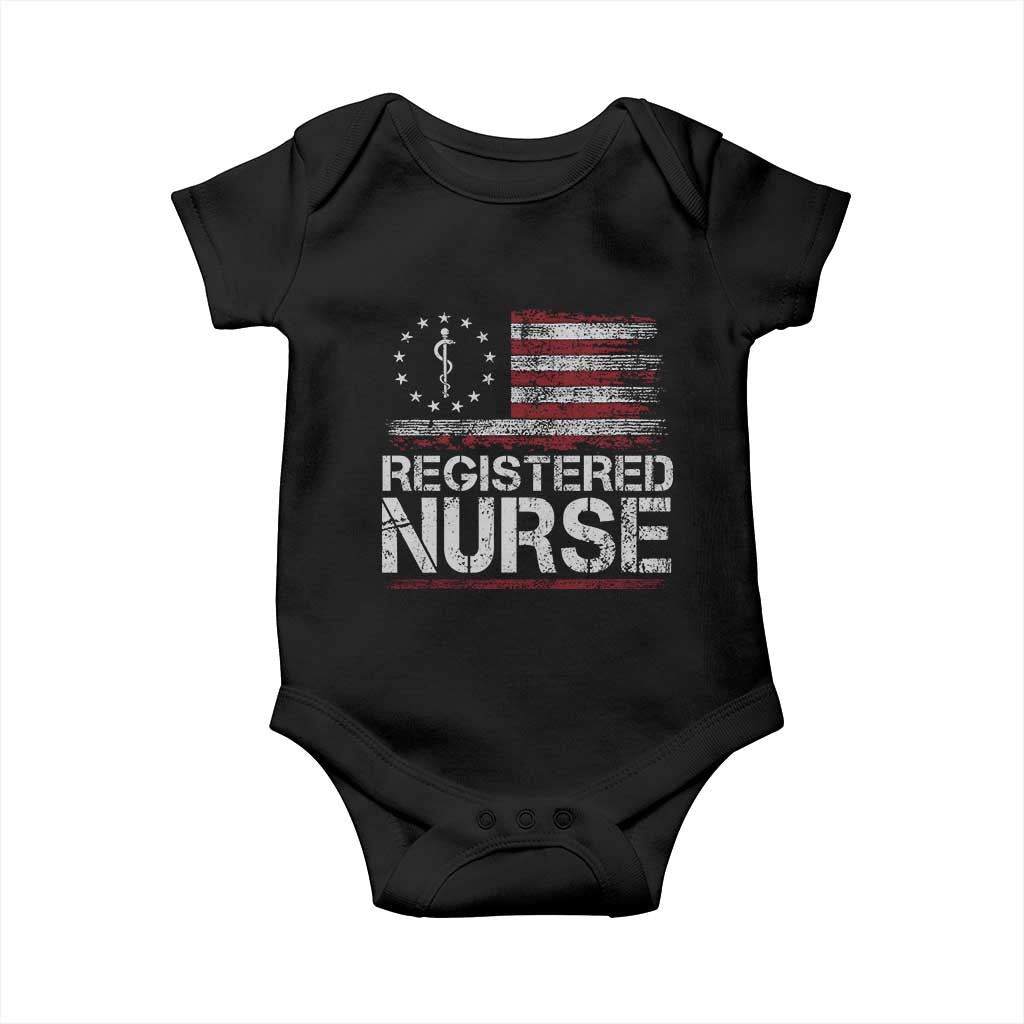 Registered Nurse Baby Onesie Vintage American Flag Healthcare Hospital RN Nursing