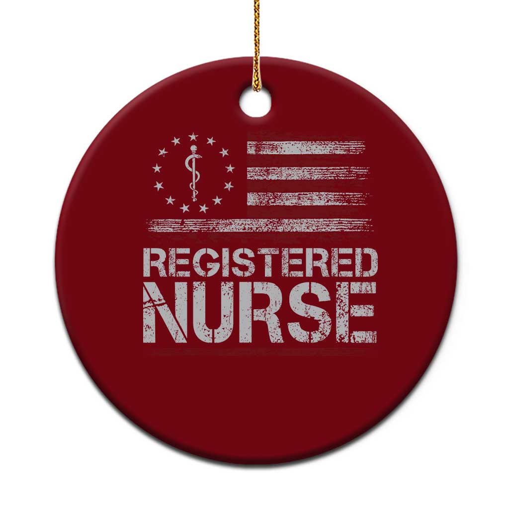 Registered Nurse Ceramic Ornament Vintage American Flag Healthcare Hospital RN Nursing