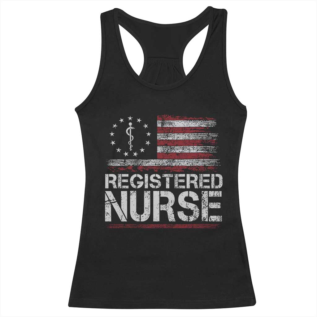 Registered Nurse Racerback Tank Top Vintage American Flag Healthcare Hospital RN Nursing