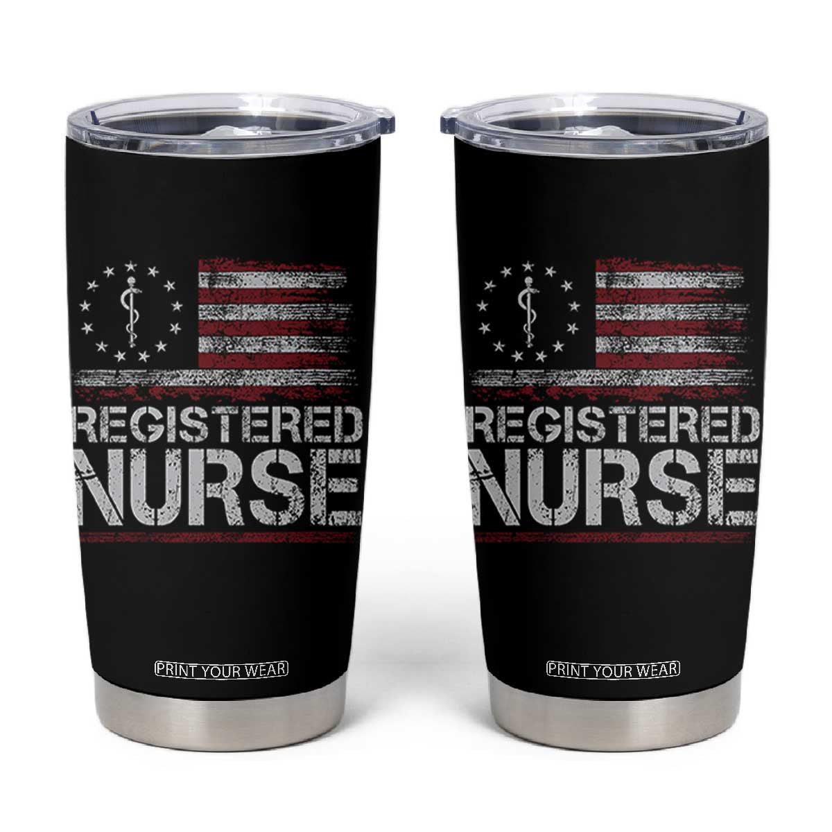 Registered Nurse Tumbler Cup Vintage American Flag Healthcare Hospital RN Nursing