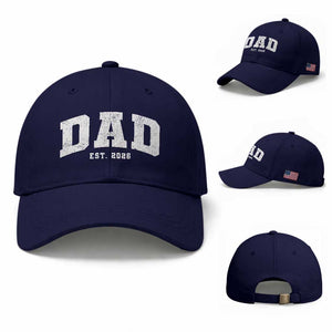 Dad Est 2026 Baseball Cap Promoted To Daddy Fathers Day TS11 Baseball Cap Universal Fit Dark Blue Print Your Wear