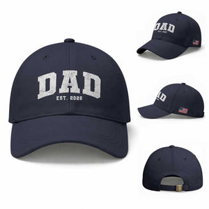 Dad Est 2026 Baseball Cap Promoted To Daddy Fathers Day TS11 Baseball Cap Universal Fit Navy Print Your Wear