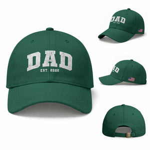 Dad Est 2026 Baseball Cap Promoted To Daddy Fathers Day TS11 Baseball Cap Universal Fit Irish Green Print Your Wear