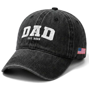 Dad Est 2026 Washed Cotton Baseball Cap Promoted To Daddy Fathers Day TS11 Print Your Wear