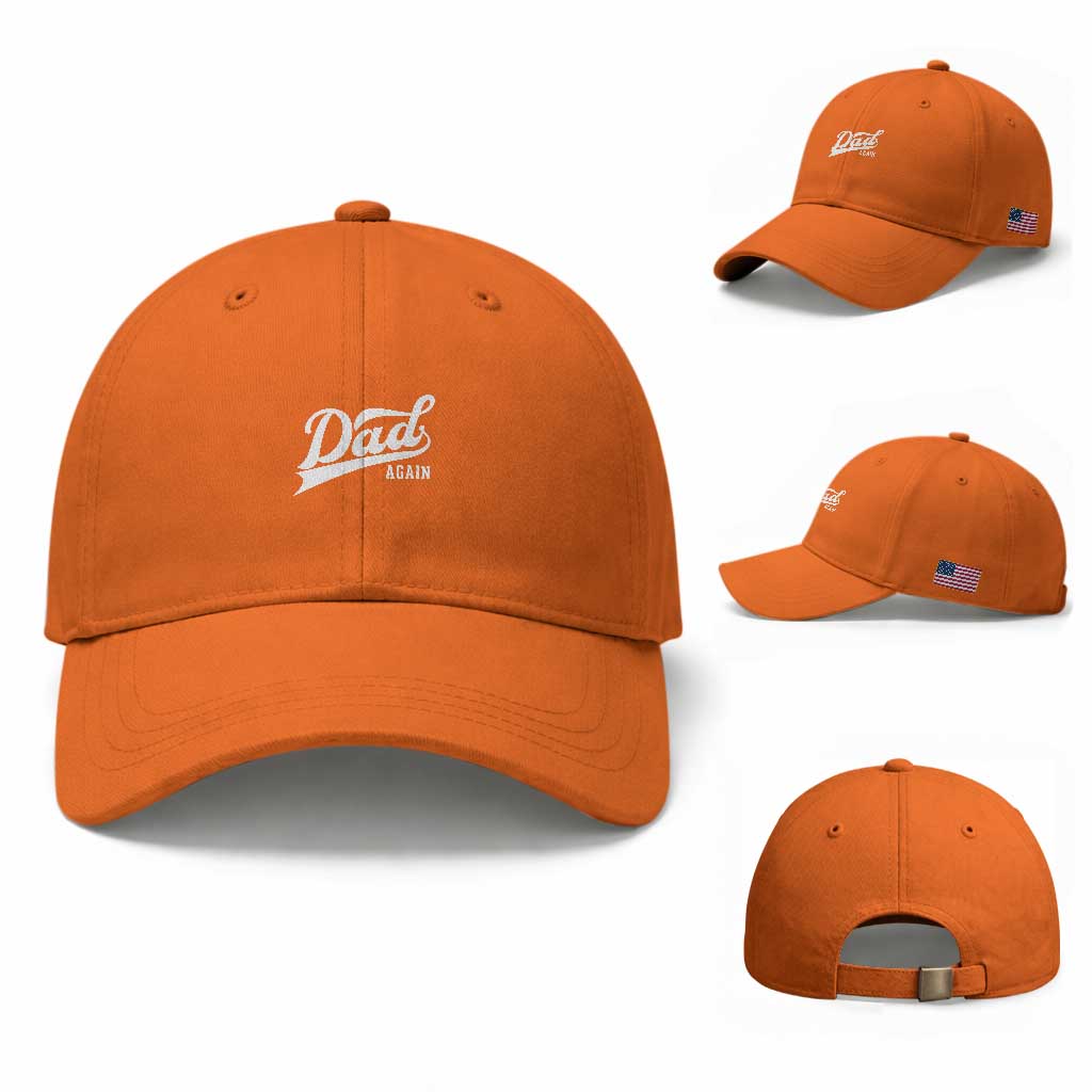Promoted To Dad Again Baseball Cap Funny Daddy Again Pregnancy Announcement TS11 Baseball Cap Universal Fit Orange Print Your Wear