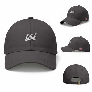 Promoted To Dad Again Baseball Cap Funny Daddy Again Pregnancy Announcement TS11 Baseball Cap Universal Fit Dark Gray Print Your Wear