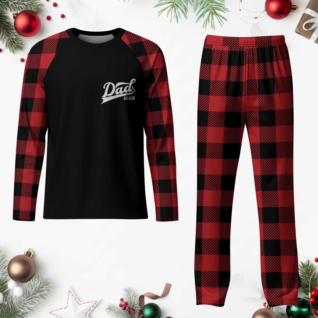 Promoted To Dad Again Plaid Pajama Set Funny Daddy Again Pregnancy Announcement TS11 Buffalo Plaid Print Your Wear