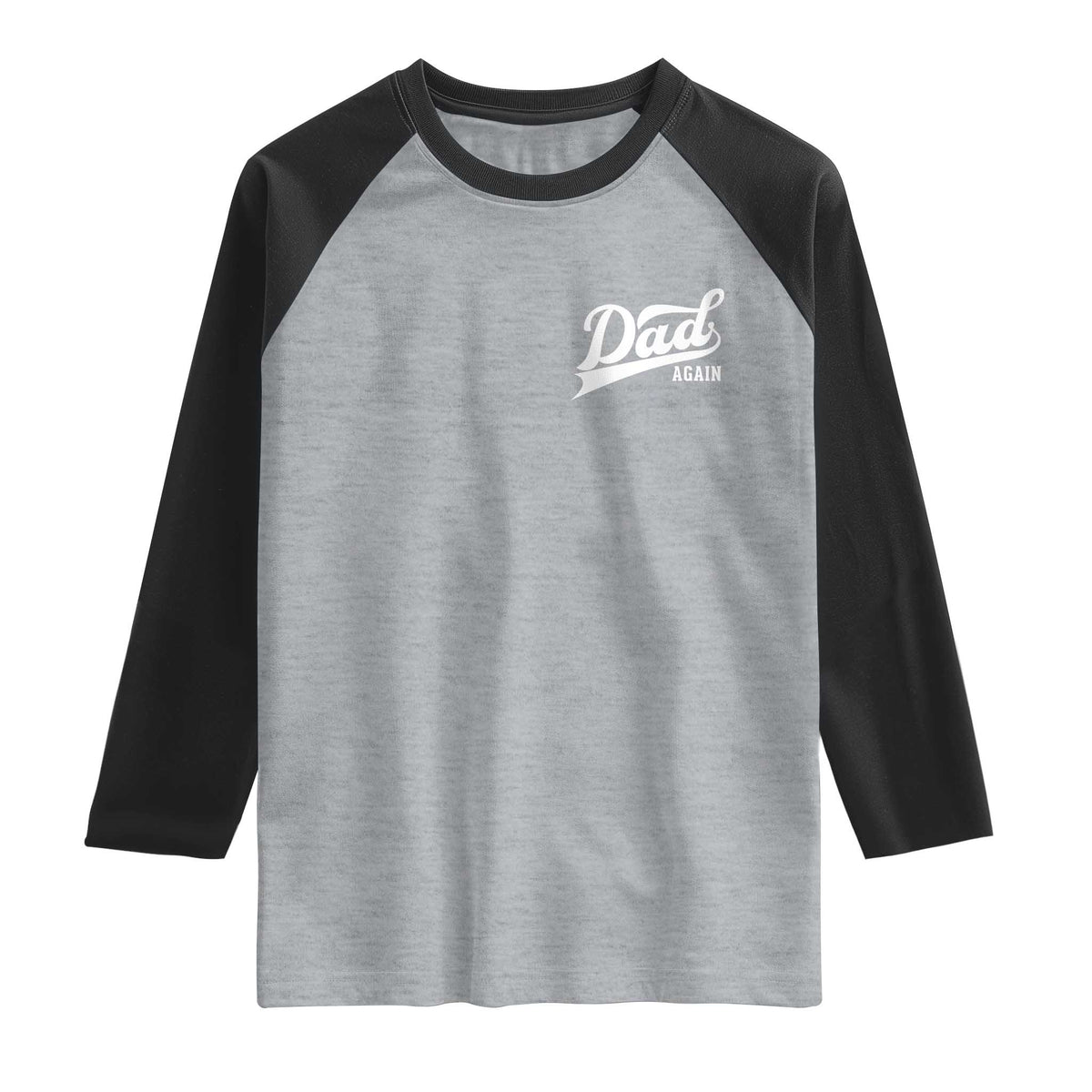 Promoted To Dad Again Raglan Shirt Funny Daddy Again Pregnancy Announcement TS11 Heather Gray Black Print Your Wear