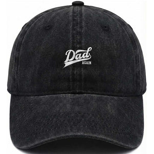 Promoted To Dad Again Washed Cotton Baseball Cap Funny Daddy Again Pregnancy Announcement TS11 Print Your Wear