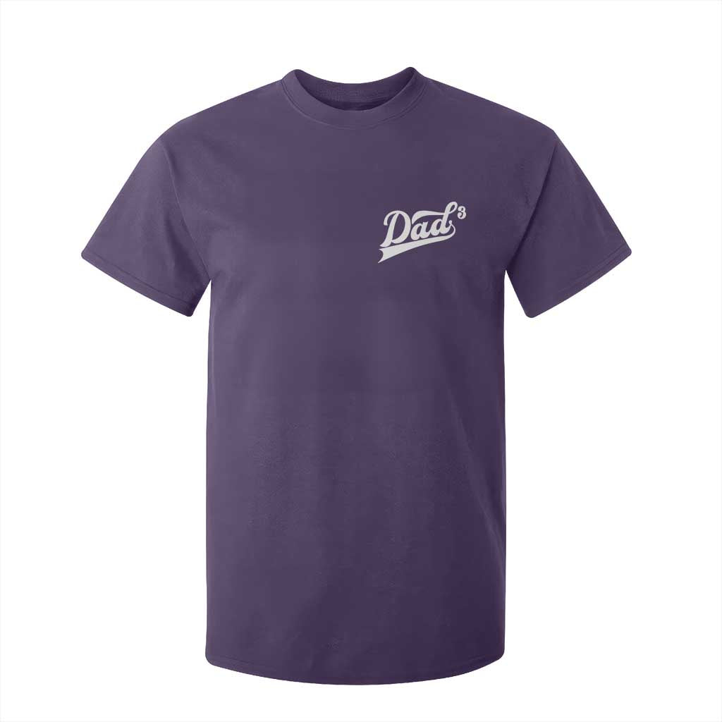 Dad Of Three T Shirt For Kid Funny Daddy Cubed Promoted for The Third Time TS11 Purple Print Your Wear
