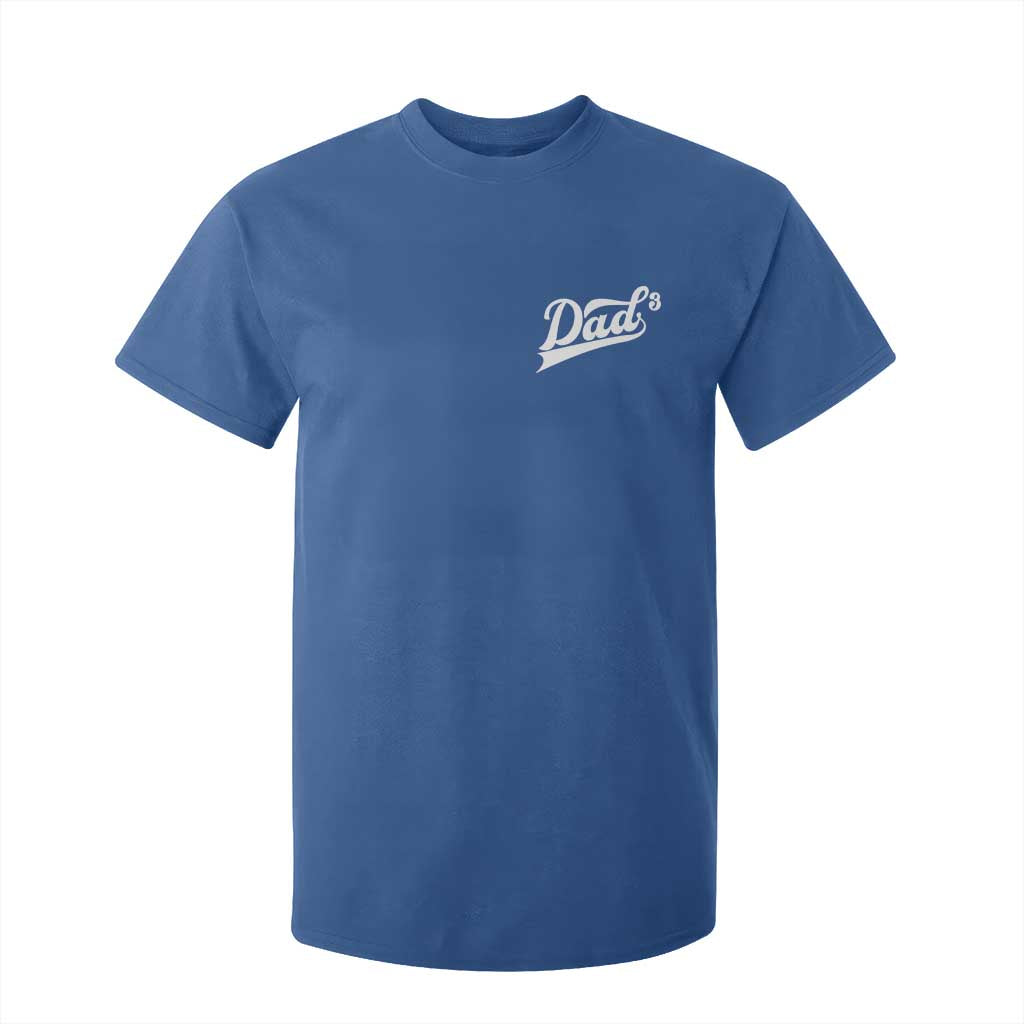 Dad Of Three T Shirt For Kid Funny Daddy Cubed Promoted for The Third Time TS11 Royal Blue Print Your Wear