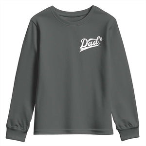 Dad Of Three Youth Sweatshirt Funny Daddy Cubed Promoted for The Third Time TS11 Dark Heather Print Your Wear