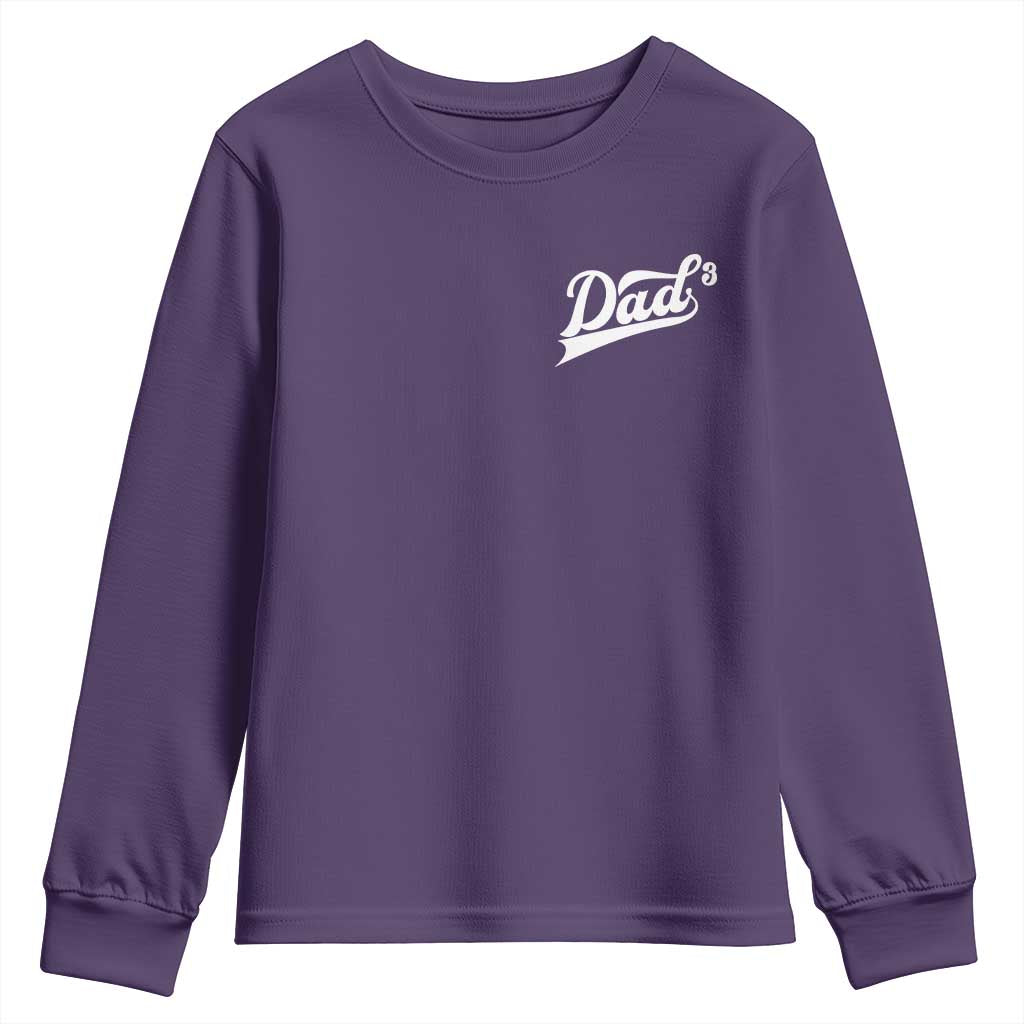 Dad Of Three Youth Sweatshirt Funny Daddy Cubed Promoted for The Third Time TS11 Purple Print Your Wear
