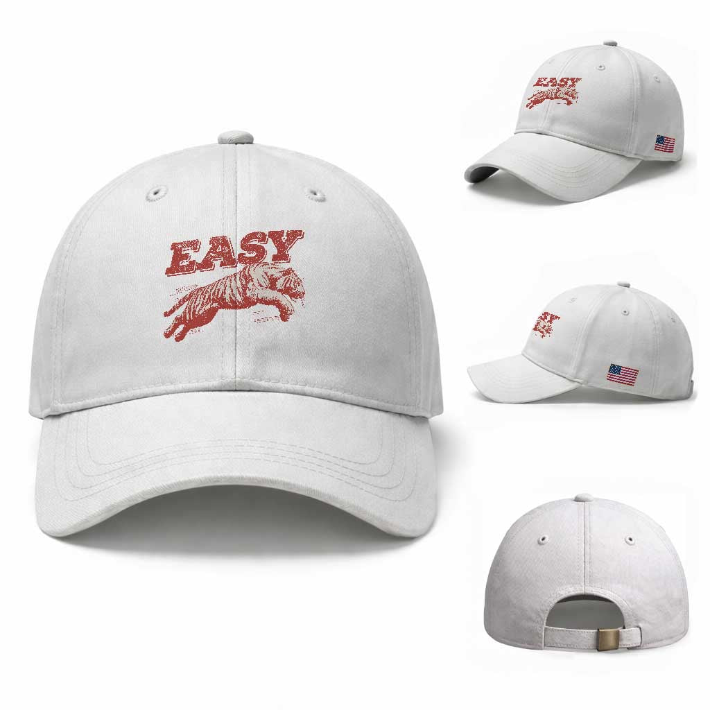 Easy Tiger Baseball Cap Vintage Distressed Tiger Trendy Grunge Indie Boho TS11 Baseball Cap Universal Fit White Print Your Wear