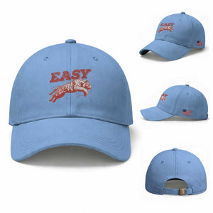 Easy Tiger Baseball Cap Vintage Distressed Tiger Trendy Grunge Indie Boho TS11 Baseball Cap Universal Fit Light Blue Print Your Wear