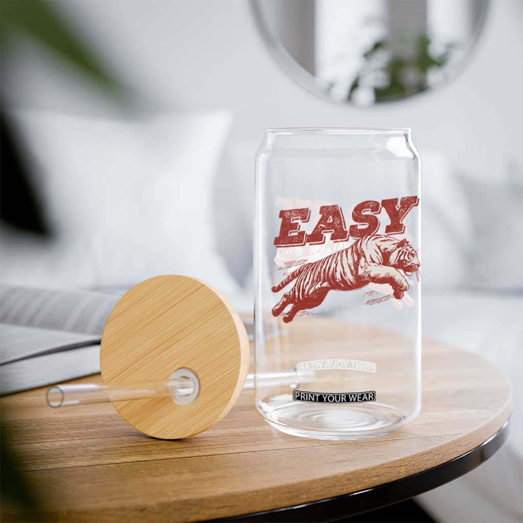 Easy Tiger Glass Can Vintage Distressed Tiger Trendy Grunge Indie Boho TS11 Print Your Wear
