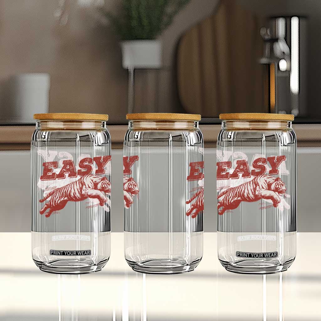 Easy Tiger Glass Can Vintage Distressed Tiger Trendy Grunge Indie Boho TS11 Print Your Wear