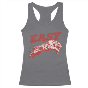Easy Tiger Racerback Tank Top Vintage Distressed Tiger Trendy Grunge Indie Boho TS11 Charcoal Print Your Wear