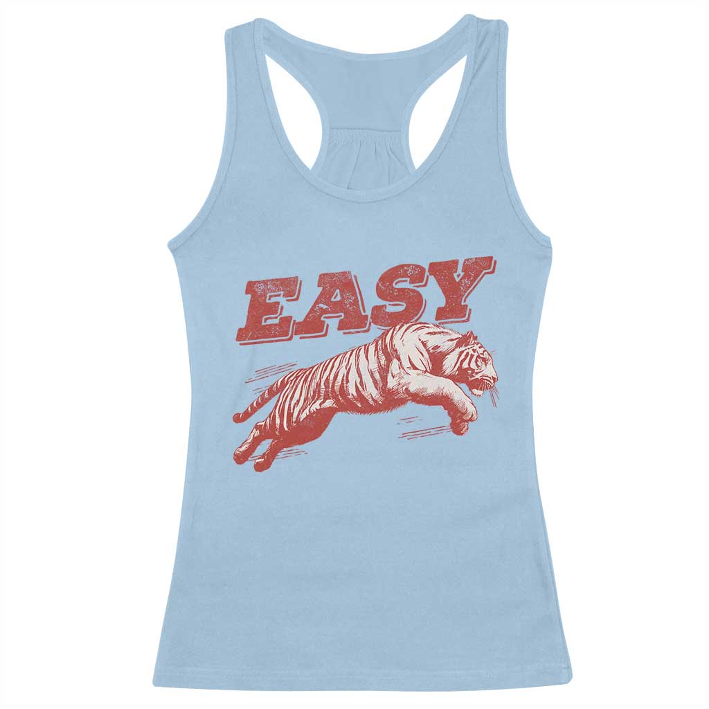 Easy Tiger Racerback Tank Top Vintage Distressed Tiger Trendy Grunge Indie Boho TS11 Light Blue Print Your Wear