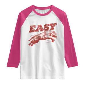 Easy Tiger Raglan Shirt Vintage Distressed Tiger Trendy Grunge Indie Boho TS11 White Heliconia Print Your Wear