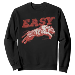 Easy Tiger Sweatshirt Vintage Distressed Tiger Trendy Grunge Indie Boho TS11 Black Print Your Wear