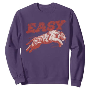 Easy Tiger Sweatshirt Vintage Distressed Tiger Trendy Grunge Indie Boho TS11 Purple Print Your Wear