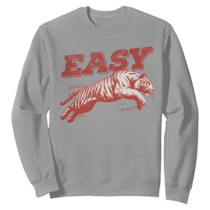 Easy Tiger Sweatshirt Vintage Distressed Tiger Trendy Grunge Indie Boho TS11 Sport Gray Print Your Wear