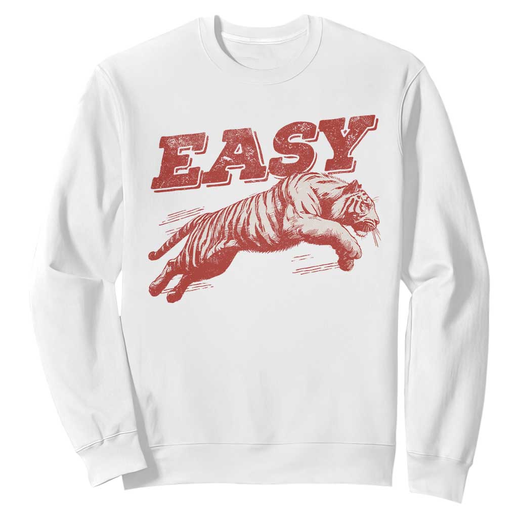Easy Tiger Sweatshirt Vintage Distressed Tiger Trendy Grunge Indie Boho TS11 White Print Your Wear