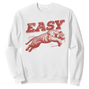Easy Tiger Sweatshirt Vintage Distressed Tiger Trendy Grunge Indie Boho TS11 White Print Your Wear
