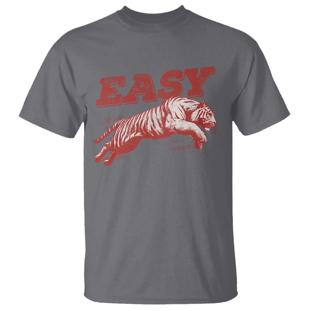 Easy Tiger T Shirt Vintage Distressed Tiger Trendy Grunge Indie Boho TS11 Charcoal Print Your Wear