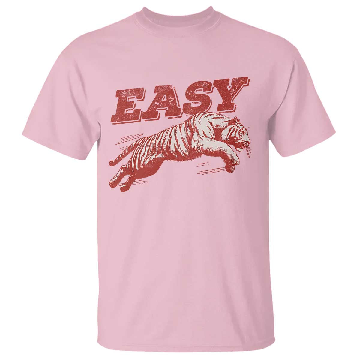 Easy Tiger T Shirt Vintage Distressed Tiger Trendy Grunge Indie Boho TS11 Light Pink Print Your Wear