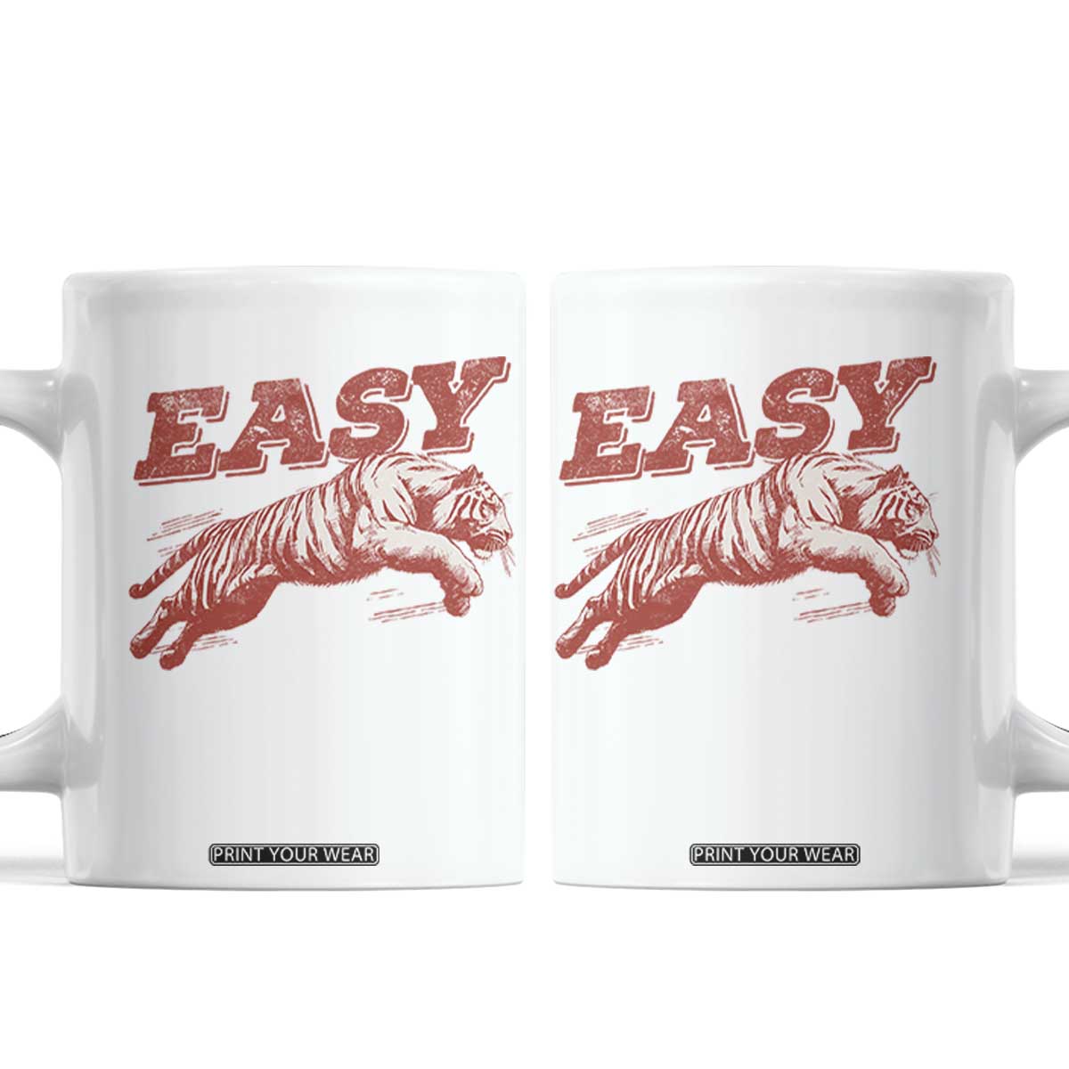 Easy Tiger Coffee Mug Vintage Distressed Tiger Trendy Grunge Indie Boho TS11 White Print Your Wear