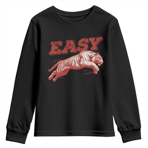 Easy Tiger Youth Sweatshirt Vintage Distressed Tiger Trendy Grunge Indie Boho TS11 Black Print Your Wear
