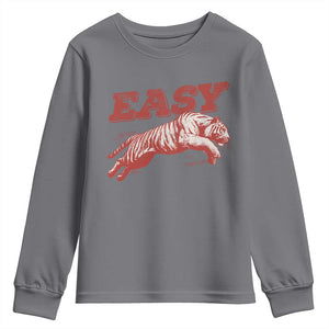 Easy Tiger Youth Sweatshirt Vintage Distressed Tiger Trendy Grunge Indie Boho TS11 Charcoal Print Your Wear
