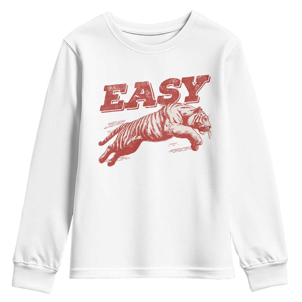 Easy Tiger Youth Sweatshirt Vintage Distressed Tiger Trendy Grunge Indie Boho TS11 White Print Your Wear