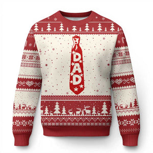 Dad Tie Star Music Lover Fathers Day Ugly Christmas Sweater TS11 Beige Red Print Your Wear