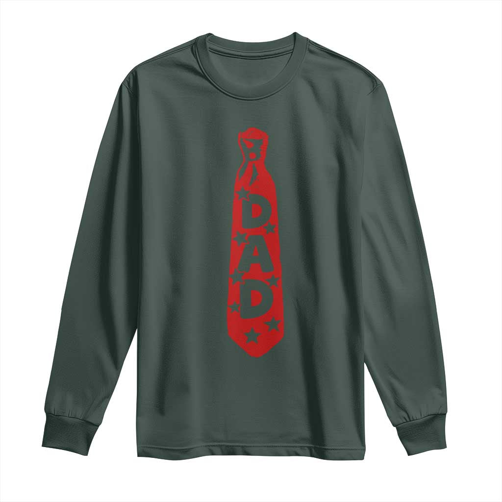 Dad Tie Star Music Lover Fathers Day Long Sleeve Shirt TS11 Dark Forest Green Print Your Wear