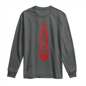 Dad Tie Star Music Lover Fathers Day Long Sleeve Shirt TS11 Dark Heather Print Your Wear