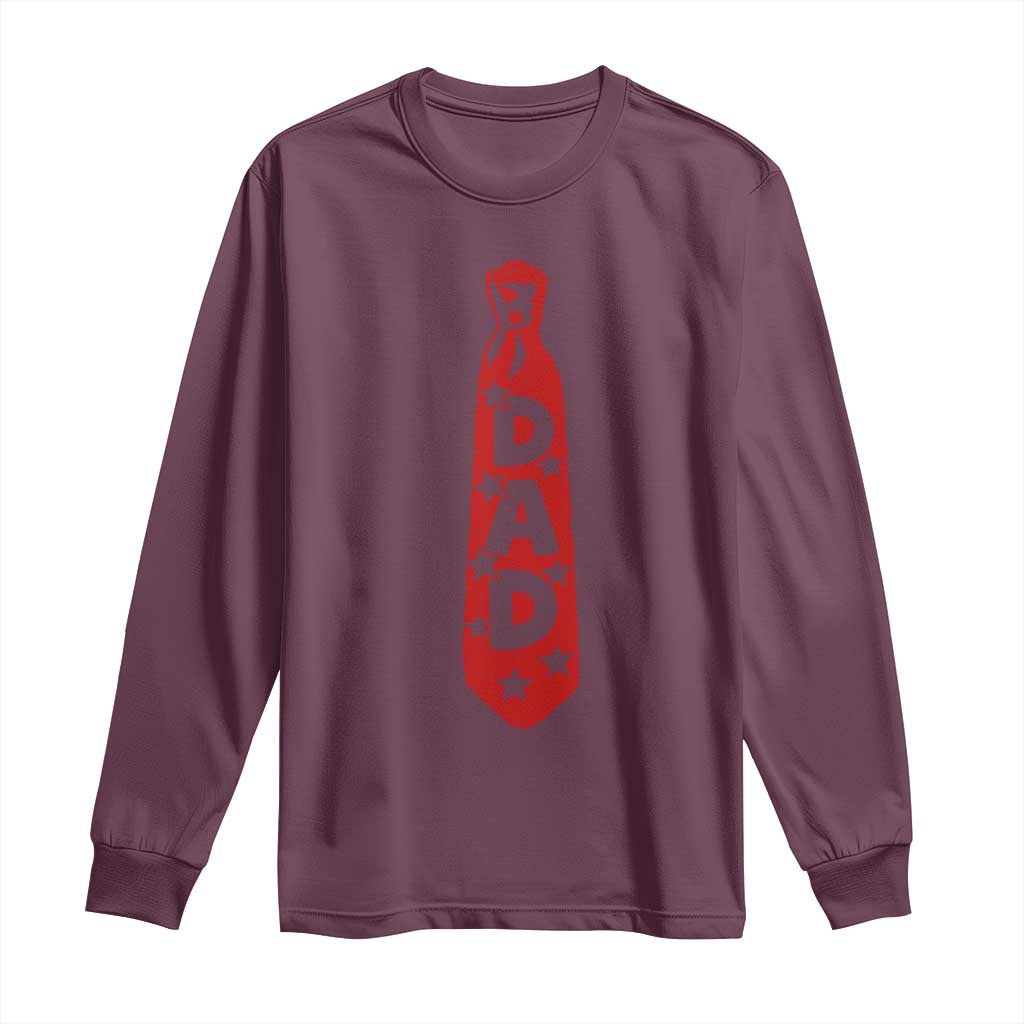 Dad Tie Star Music Lover Fathers Day Long Sleeve Shirt TS11 Maroon Print Your Wear