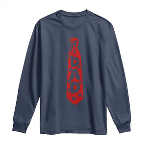Dad Tie Star Music Lover Fathers Day Long Sleeve Shirt TS11 Navy Print Your Wear