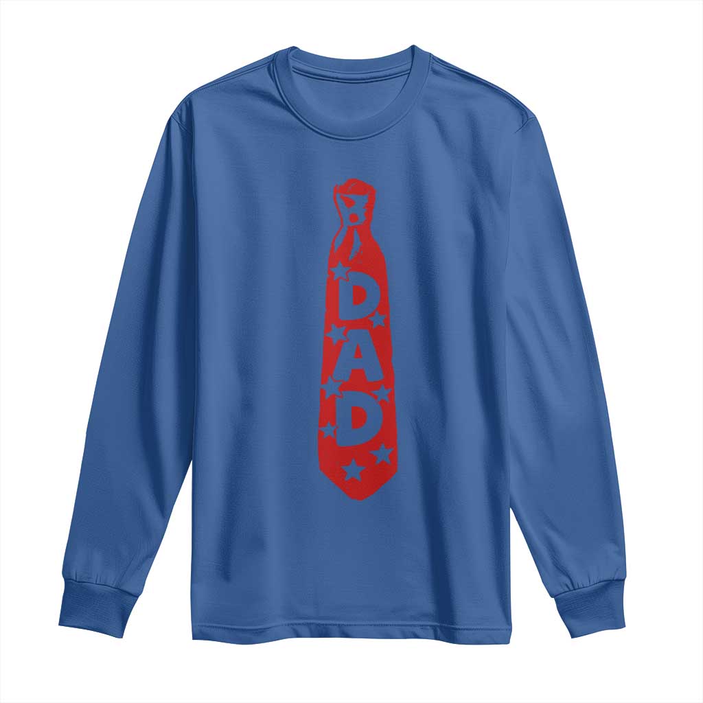 Dad Tie Star Music Lover Fathers Day Long Sleeve Shirt TS11 Royal Blue Print Your Wear
