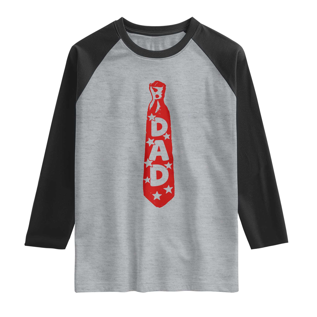 Dad Tie Star Music Lover Fathers Day Raglan Shirt TS11 Heather Gray Black Print Your Wear