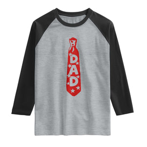 Dad Tie Star Music Lover Fathers Day Raglan Shirt TS11 Heather Gray Black Print Your Wear