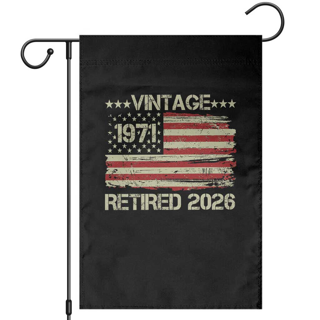 55th Birthday Retirement Garden Flag Vintage 1971 Retired 2026 American Flag TS11 Black Print Your Wear