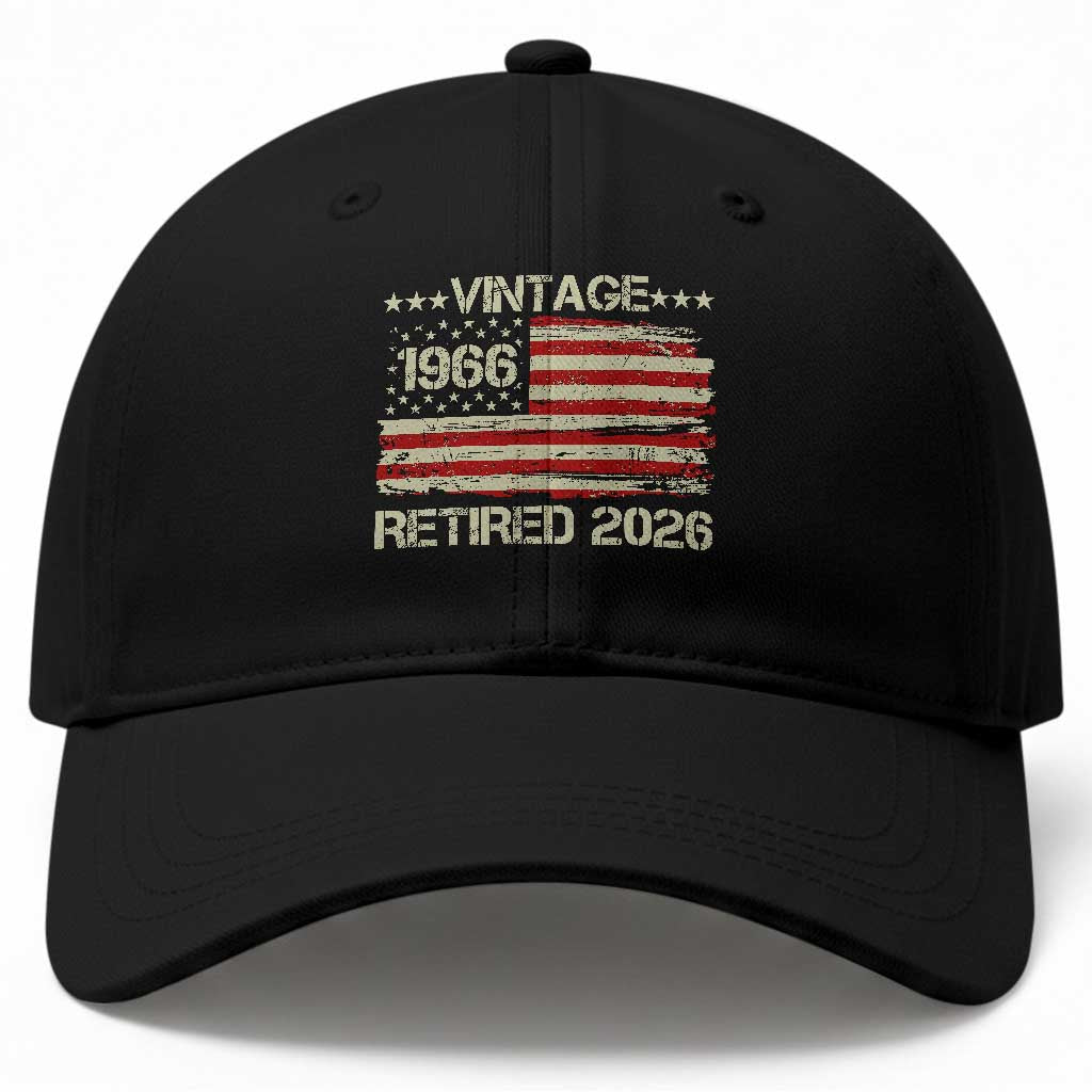 60th Birthday Retirement Baseball Cap Vintage 1966 Retired 2026 American Flag TS11 Print Your Wear