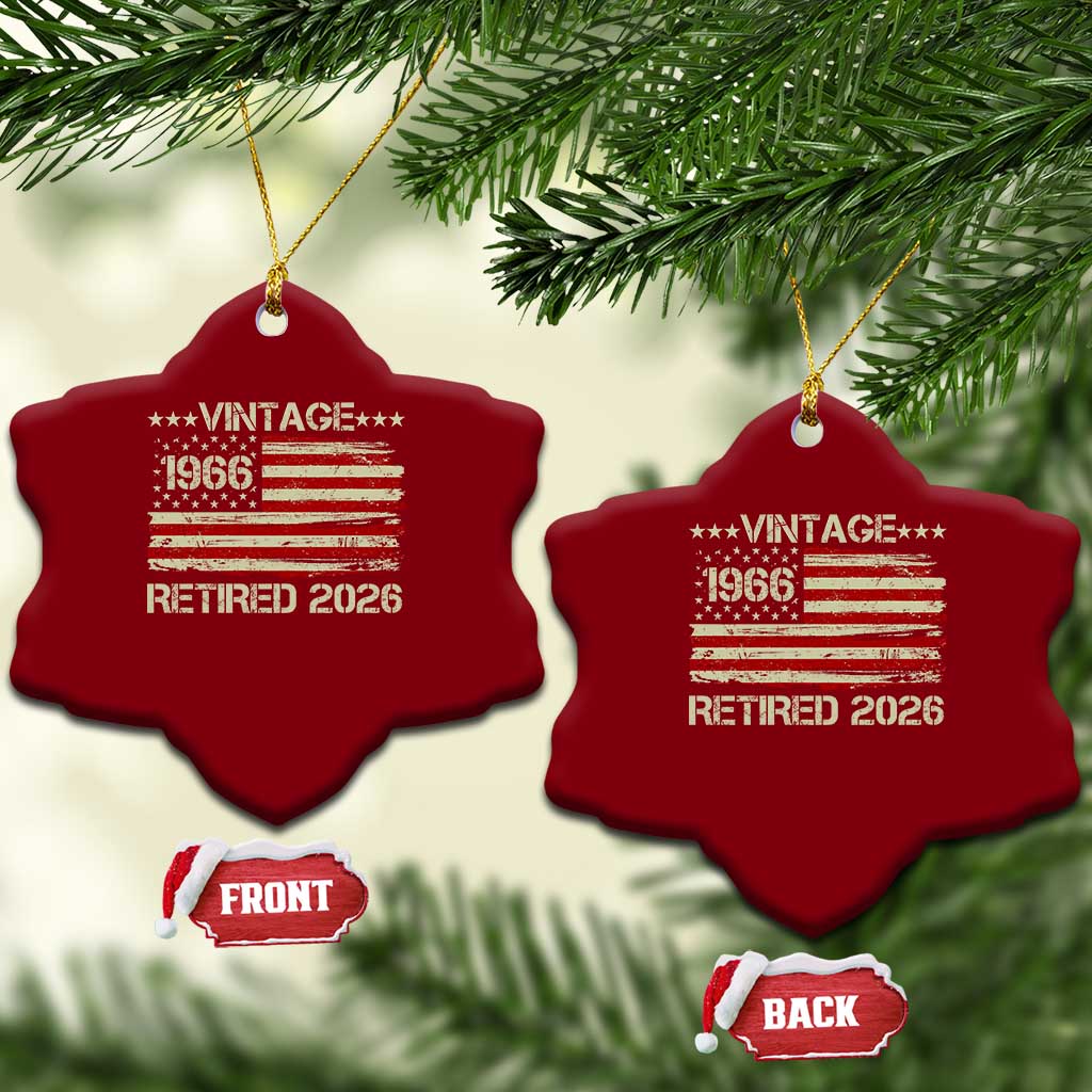 60th Birthday Retirement Ceramic Ornament Vintage 1966 Retired 2026 American Flag TS11 Print Your Wear