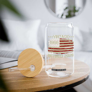 60th Birthday Retirement Glass Can Vintage 1966 Retired 2026 American Flag TS11 Print Your Wear