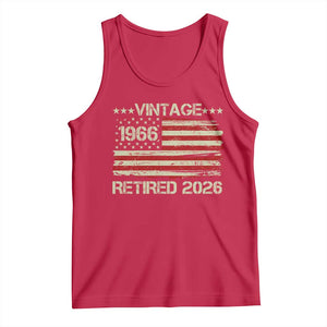 60th Birthday Retirement Tank Top Vintage 1966 Retired 2026 American Flag TS11 Red Print Your Wear