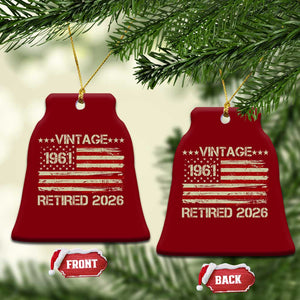 65th Birthday Retirement Ceramic Ornament Vintage 1961 Retired 2026 American Flag TS11 Print Your Wear